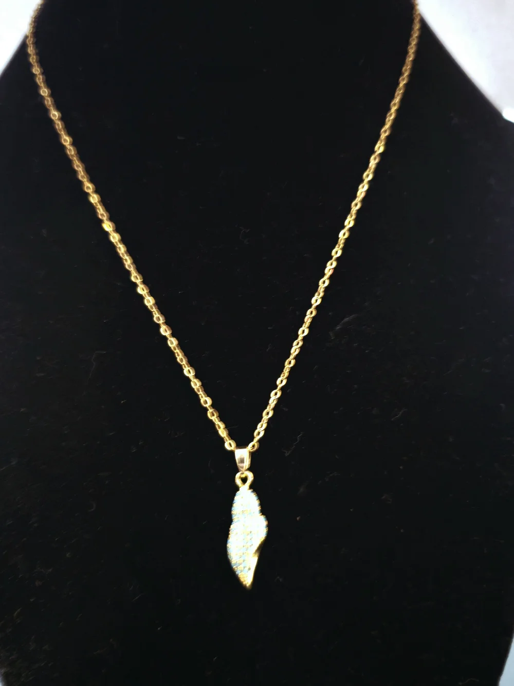 18K Gold Plated Necklace with Blue Pavé Shell Charm Summer Jewelry B003